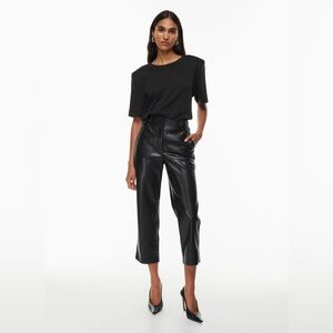 Aritzia Cropped Black Leather Pants
